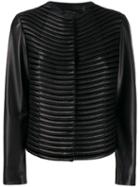 Giorgio Armani Ribbed Leather Jacket - Black