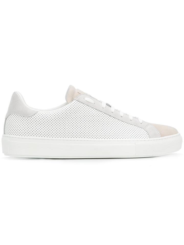 Eleventy Perforated Lace-up Sneakers - White