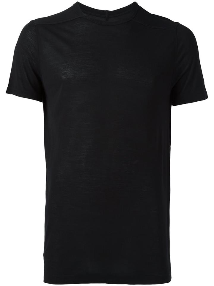 Rick Owens Round Neck T-shirt, Men's, Size: Small, Black, Viscose/silk