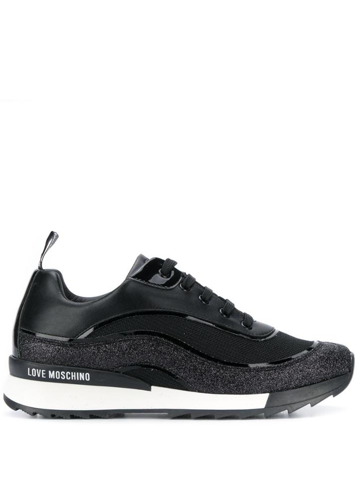 Love Moschino Glittered Low Top Sneakers - Black