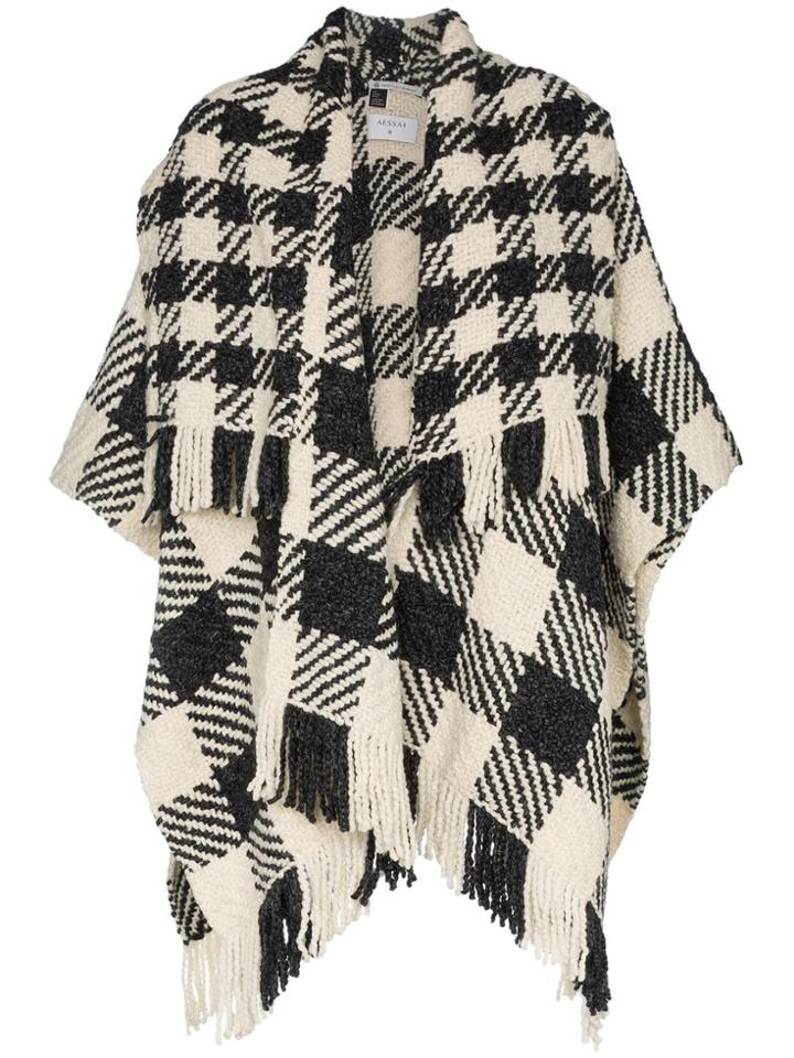 Aessai Checked Wrap Merino Scarf - Black