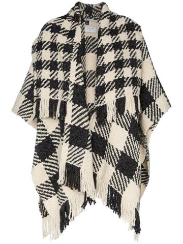 Aessai Checked Wrap Merino Scarf - Black