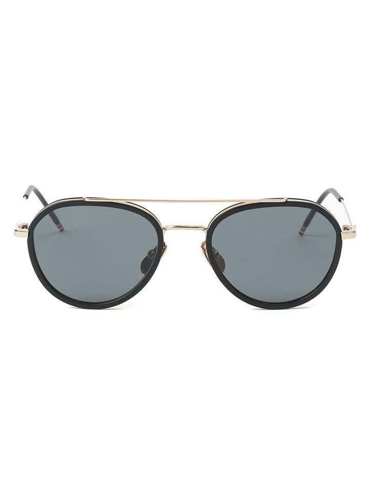 Thom Browne Round Frame Sunglasses, Adult Unisex, Black, Acetate/12kt Gold