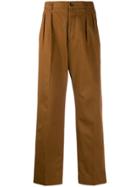 Gucci Pleated Straight-leg Trousers - Brown