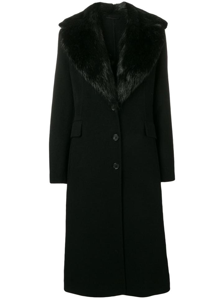 Ermanno Scervino Coypu Fur Trim Coat - Black