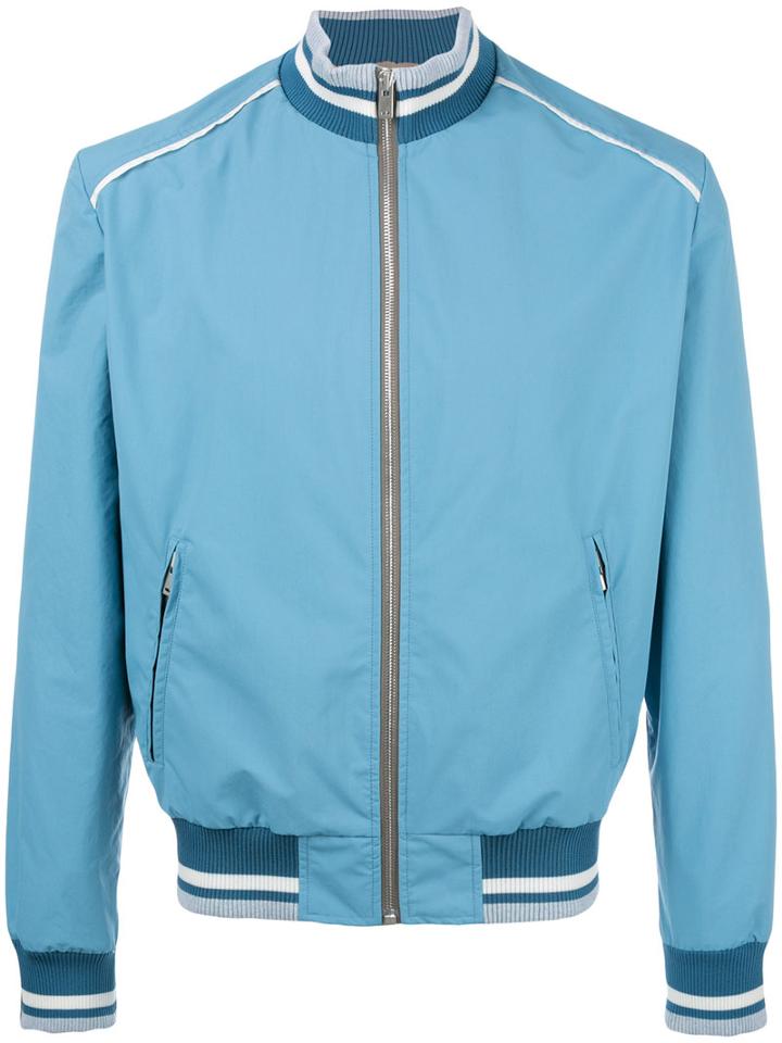 Maison Margiela Contrast Collar Bomber Jacket, Men's, Size: 50, Blue, Polyester/polyamide/polyester
