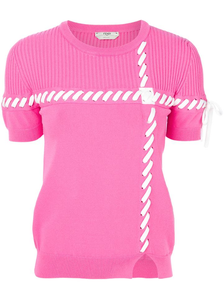 Fendi Laced Knitted Top - Pink & Purple