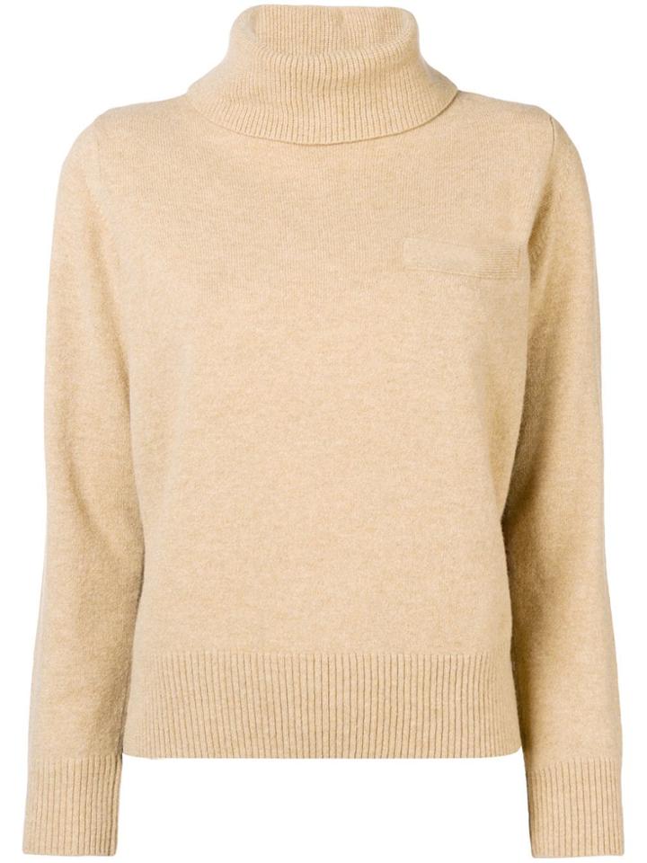 Sacai Pleated Back Roll Neck Sweater - Nude & Neutrals