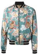 Roberto Cavalli Tiki Tiger Bomber Jacket, Men's, Size: 50, Blue, Polyester/cotton/polyester