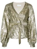 Co Metallic (grey) Waist-tie Blouse, Women's, Size: Xs, Polyester/silk