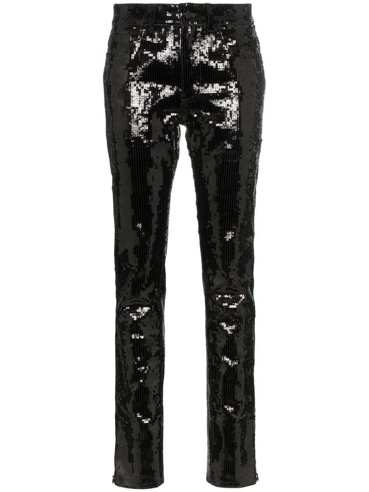 Saint Laurent Sequin Embellished Slim-fit Jeans - Black
