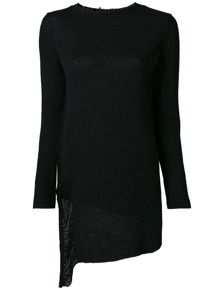 Forme D'expression Fringed Longsleeve T-shirt, Women's, Size: Large, Black, Wool