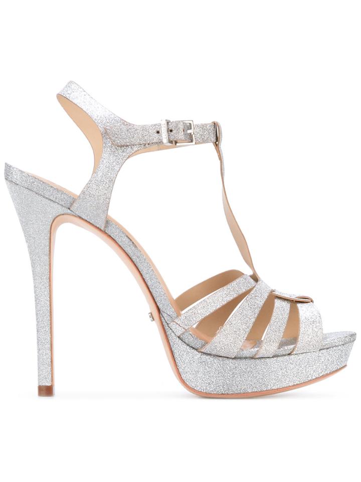 Schutz T-bar Glittery Sandals - Grey