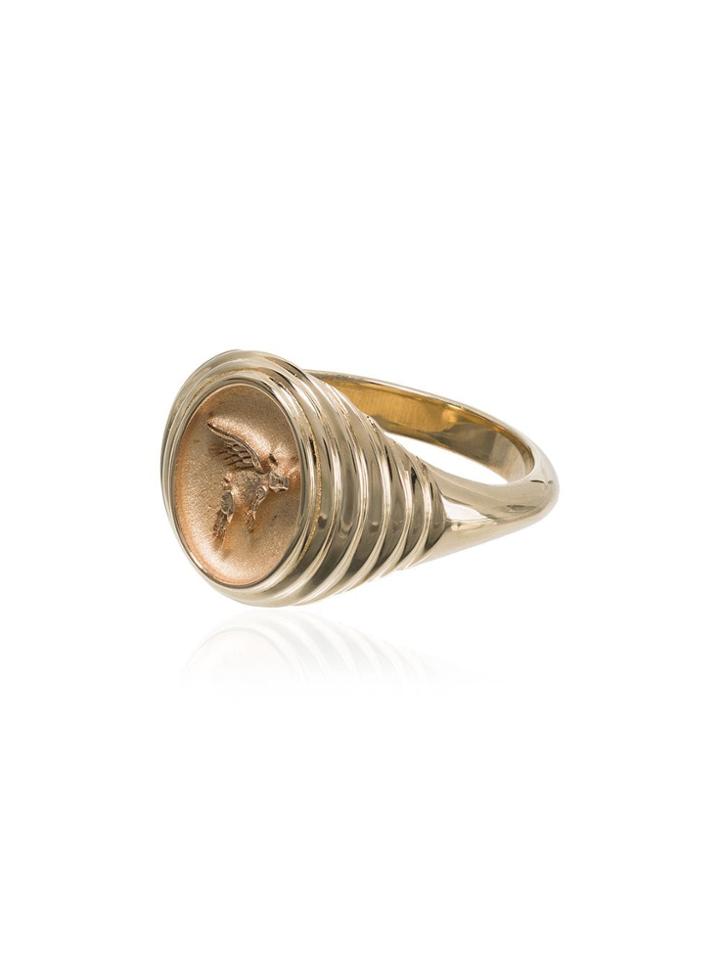Retrouvai Metallic Flying Pig 14k Gold Baby Signet Ring