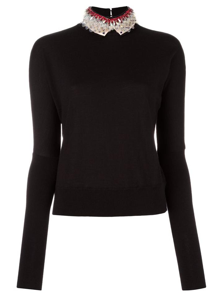 Marni Embellished Collar Jumper, Women's, Size: 38, Black, Silk/acrylic/polyester/virgin Wool