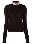Marni Embellished Collar Jumper, Women's, Size: 38, Black, Silk/acrylic/polyester/virgin Wool