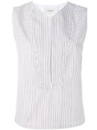 Lemaire - Striped Sleeveless Blouse - Women - Cotton - 36, White, Cotton