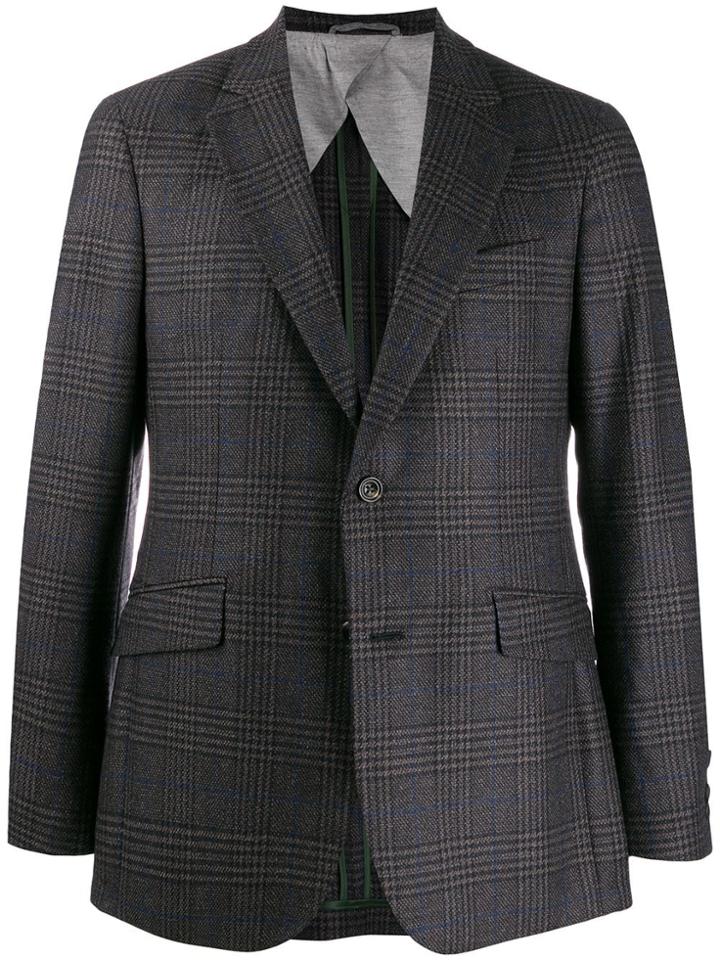 Hackett Check Single Breasted Blazer - Blue