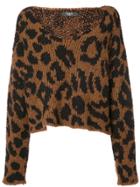 Amiri Leopard Knitted Top - Brown