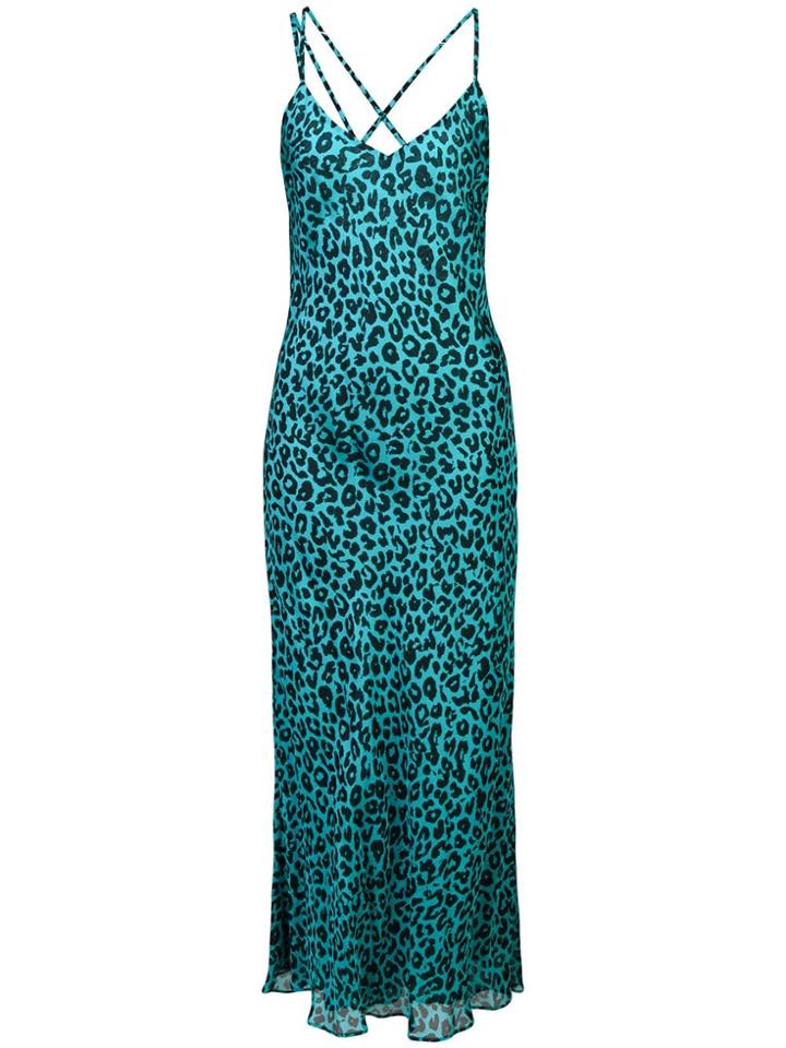 Michelle Mason Leopard Print Bias Gown - Blue
