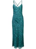 Michelle Mason Leopard Print Bias Gown - Blue