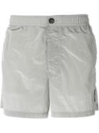 Stone Island Logo Patch Swim Shorts, Men's, Size: Large, Grey, Polyamide