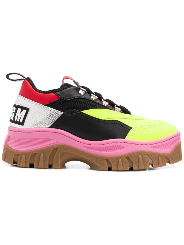 Msgm Tractor Colour-block Sneakers - Black