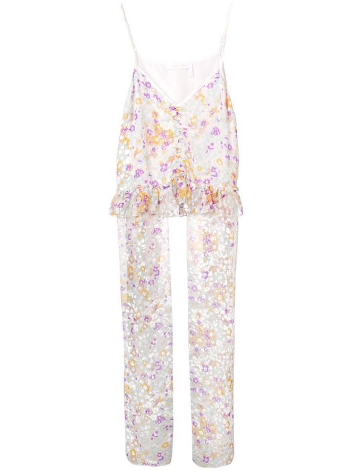 See By Chloé Floral Devoré Panelled Cami - White