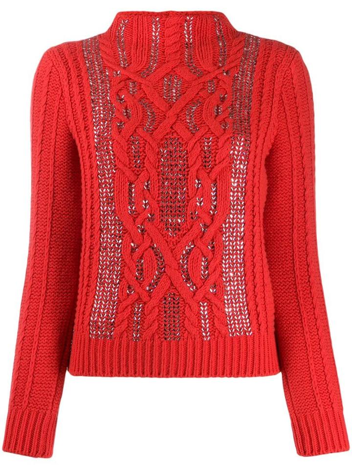Ermanno Scervino Cable Knit Jumper - Red