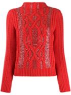 Ermanno Scervino Cable Knit Jumper - Red