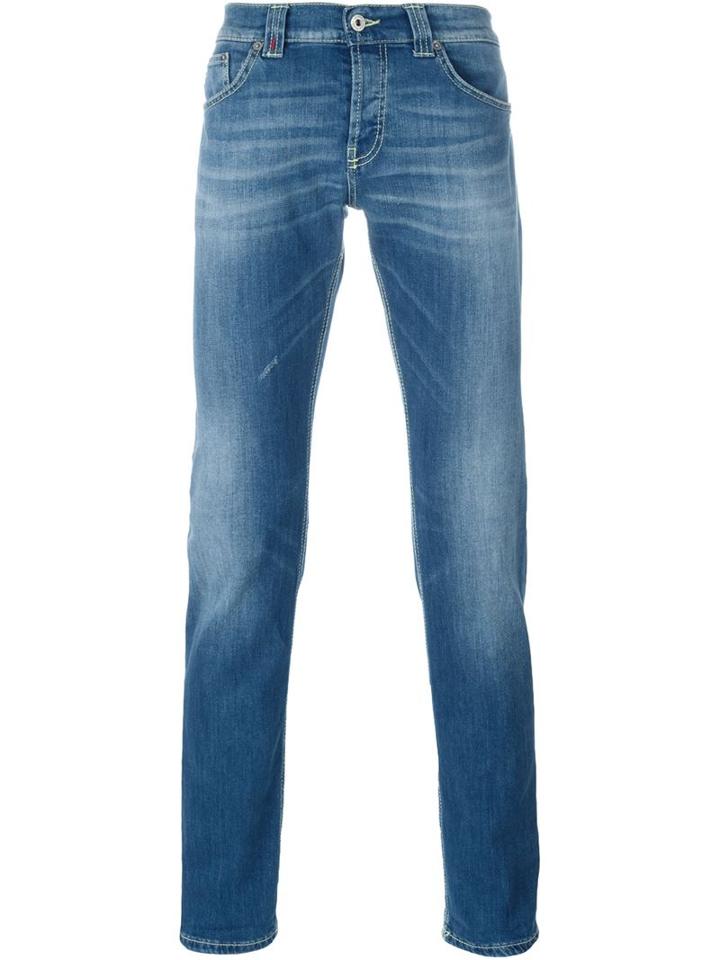 Dondup Straight Leg Jeans, Men's, Size: 31/34, Blue, Cotton/polyester