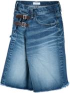 Facetasm Buckled Denim Shorts, Men's, Size: 5, Blue, Cotton