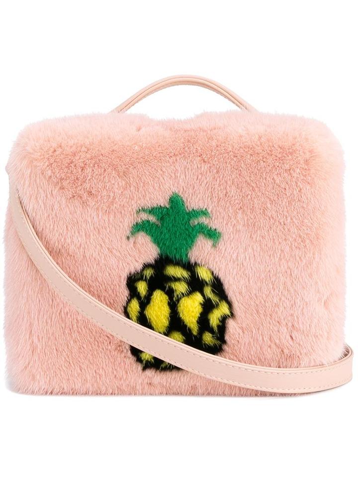 Natasha Zinko Mink Pineapple Shoulder Bag, Women's, Pink/purple, Mink Fur/leather
