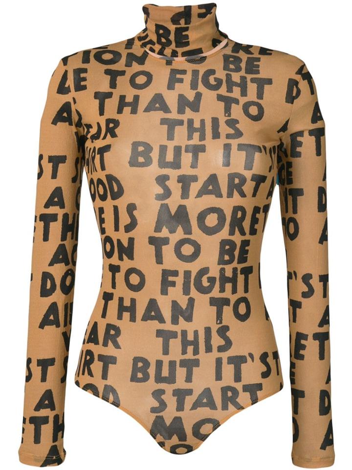 Mm6 Maison Margiela Printed Turtleneck Bodysuit - Neutrals