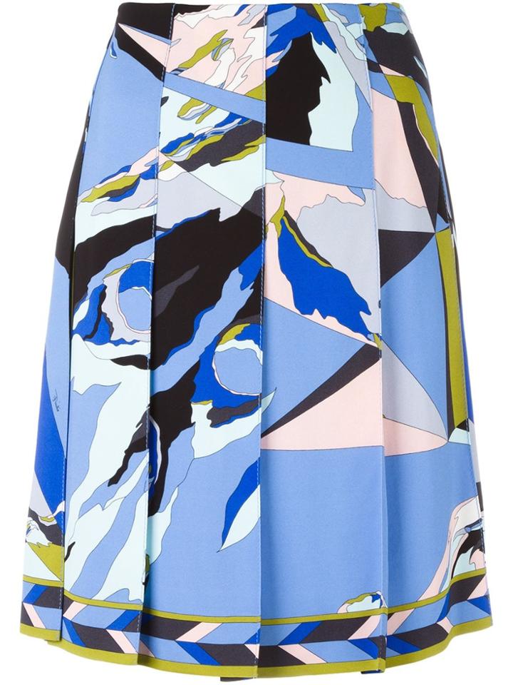 Emilio Pucci Abstract Print Pleated Skirt - Multicolour
