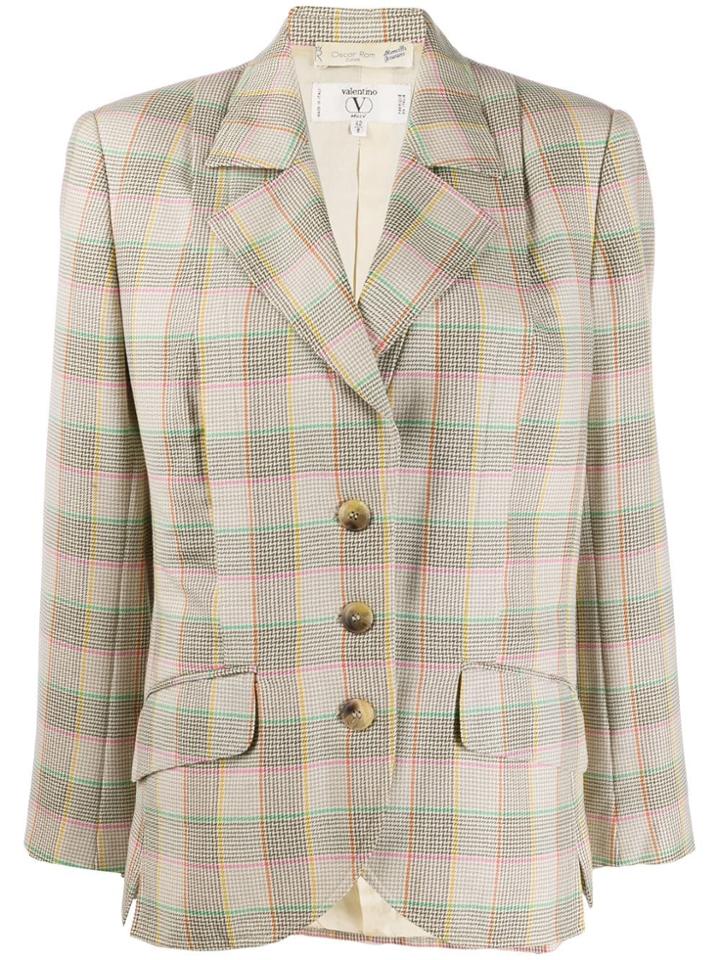 Valentino Pre-owned 1980s Checked Slim-fit Jacket - Neutrals