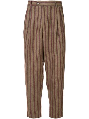 Sartorial Monk Striped Trousers - Brown