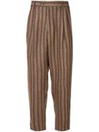 Sartorial Monk Striped Trousers - Brown