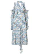 R13 Cold-shoulder Floral Print Dress - Blue
