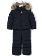 Padded Jacket And Overalls, Boy's, Size: 10 Yrs, Blue, Moncler Kids