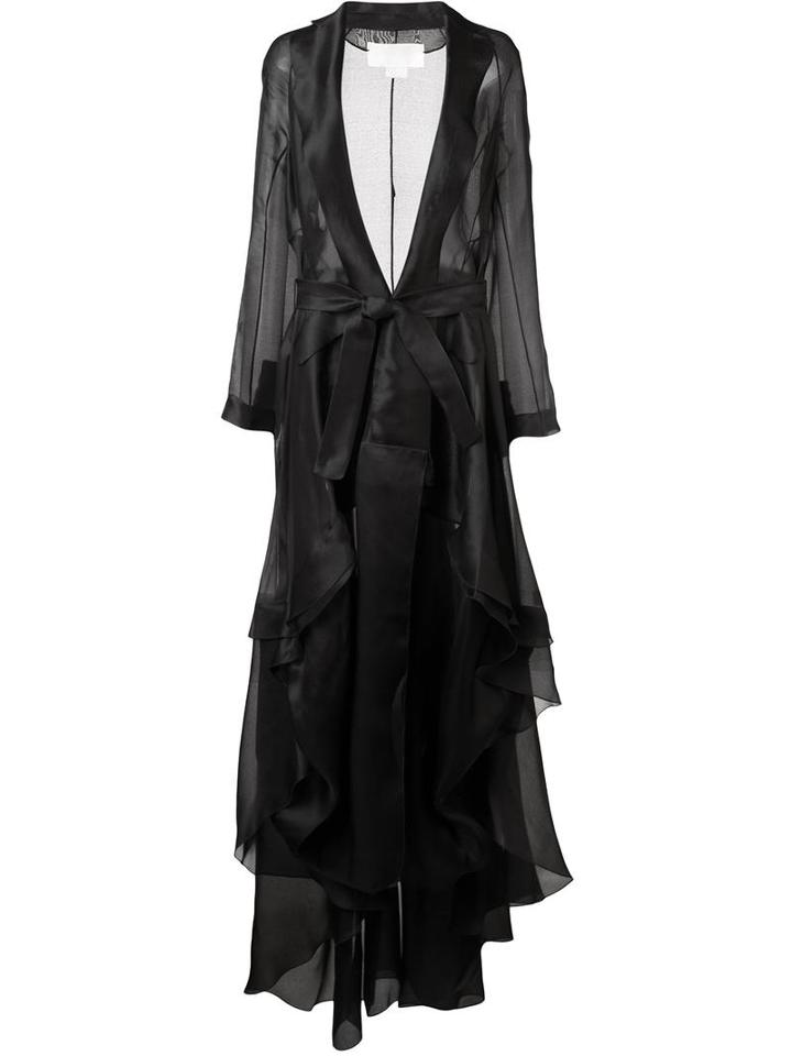 Antonio Berardi Long Belted Oversize Coat, Women's, Size: 48, Black, Silk