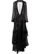 Antonio Berardi Long Belted Oversize Coat, Women's, Size: 48, Black, Silk