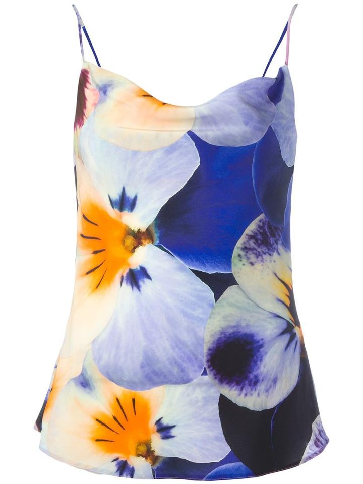 Christopher Kane Pansy Print Top, Women's, Size: 44, Pink/purple, Silk