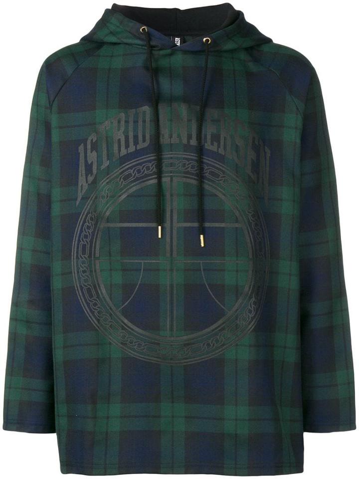 Astrid Andersen Tartar Logo Print Hoodie - Green