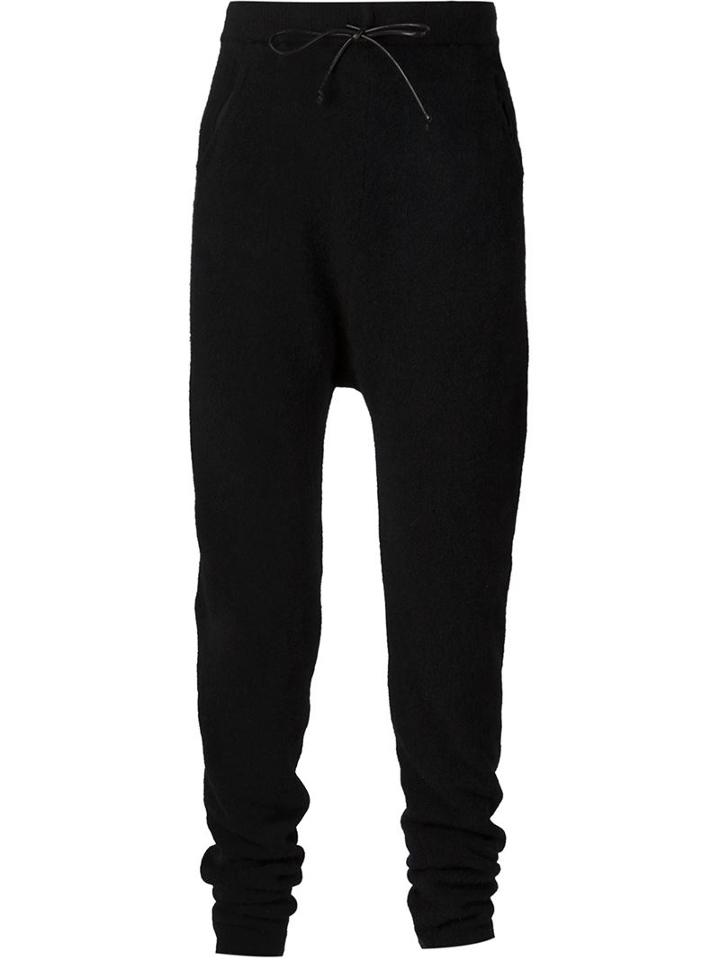 Isabel Benenato Drop Crotch Track Pants, Men's, Size: Medium, Black, Polyamide/spandex/elastane/yak/merino