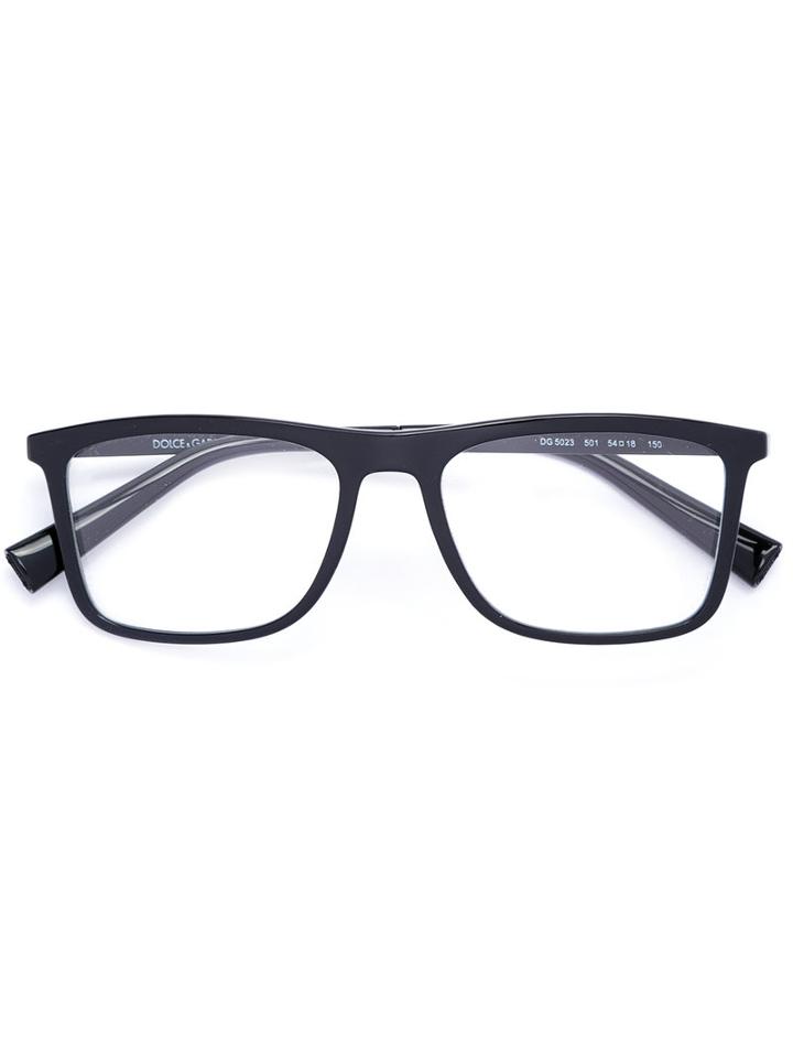 Dolce & Gabbana - Rectangular Frame Glasses - Men - Acetate/metal - 54, Black, Acetate/metal