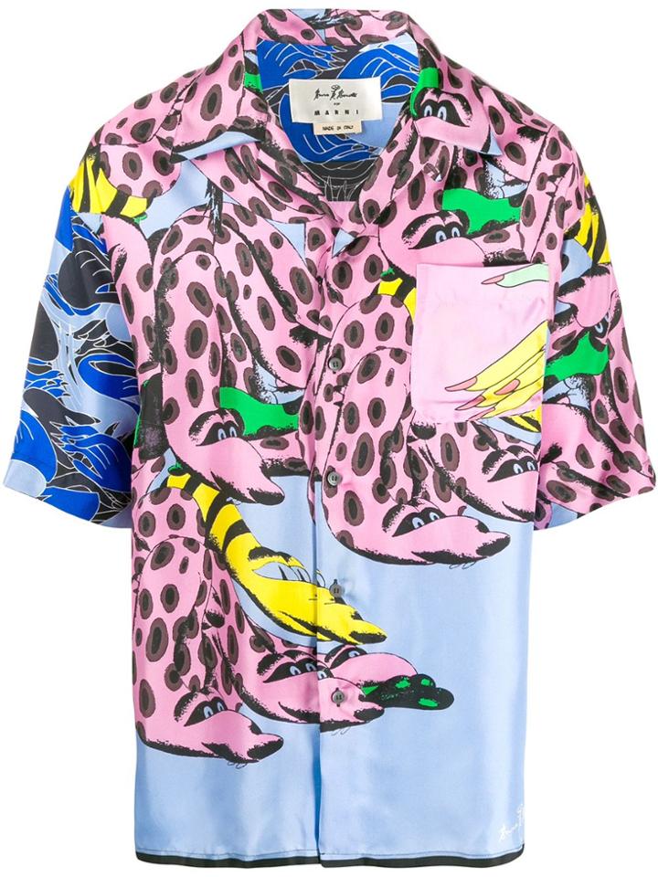 Marni Graphic Print Short-sleeved Shirt - Blue