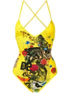 Dsquared2 Floral Logo Print Swimsuit - Yellow