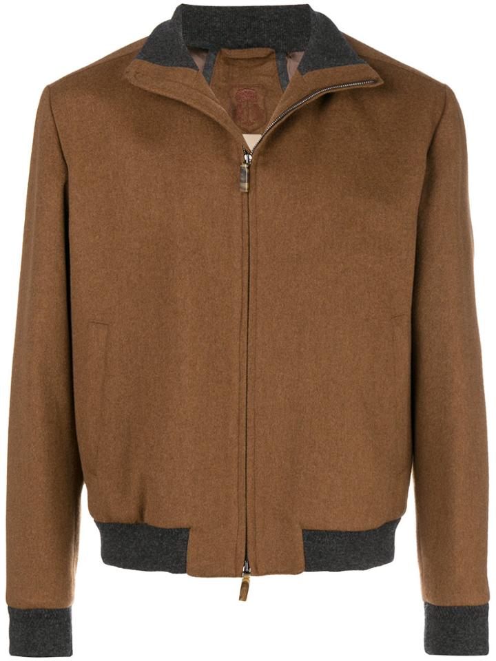 Corneliani Zipped Bomber Jacket - Brown