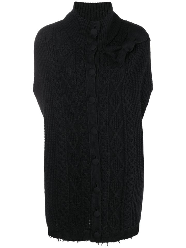 Red Valentino Sleeveless Turtleneck Cardigan - Black